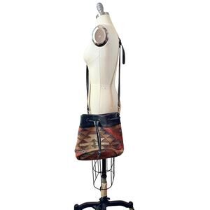 Vintage Kilim Bucket Bag Boho Tapestry Purse Made in India